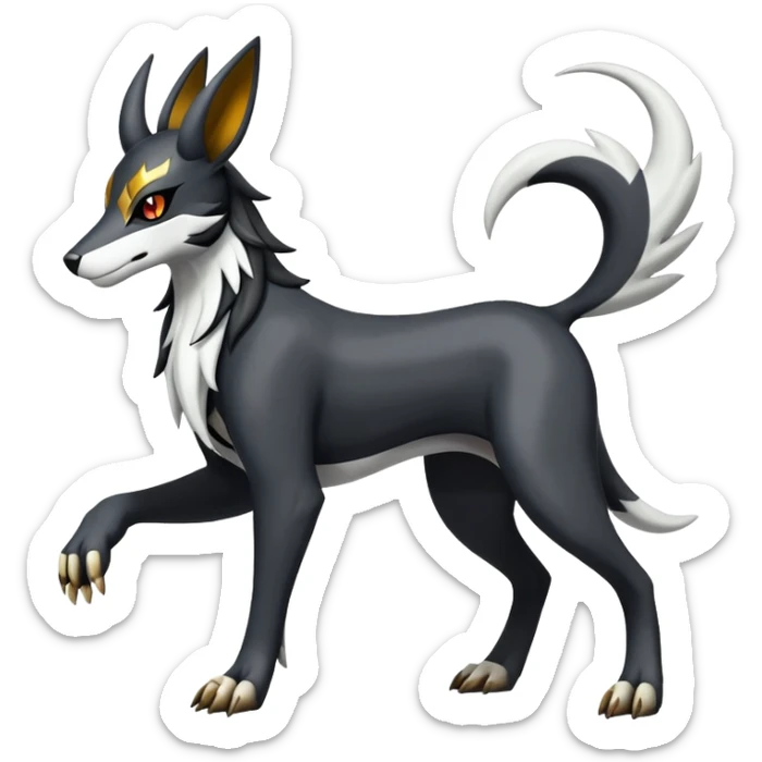 Shiny Exotic Excessive Mysterious Houndoom-Mightyena-Pokémon-Fakémon-hybrid-creature (full body) sticker