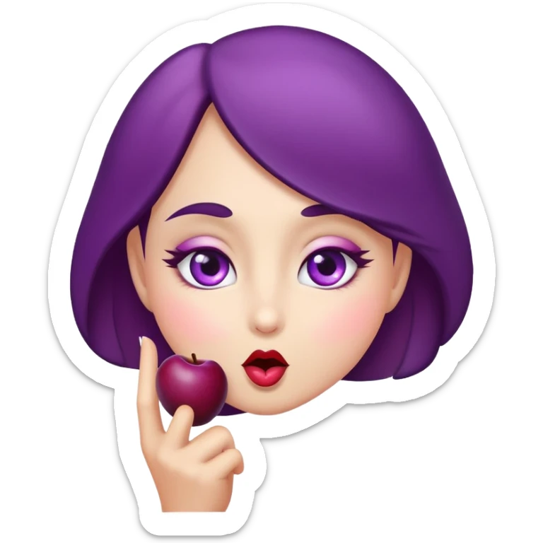 A female plum with eyes that is looking sweetly at ypu and blowing a kiss. you  sticker
