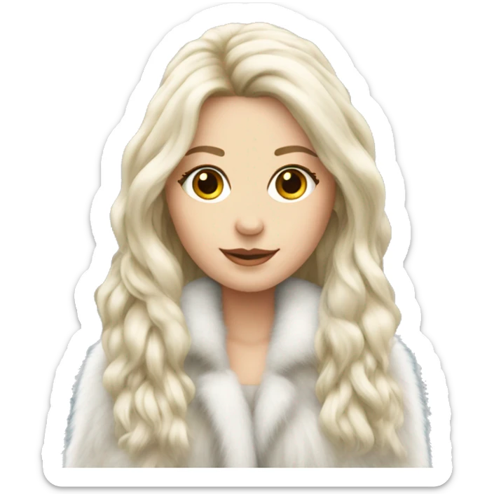 Beautiful white girl long hair fur-coat sticker