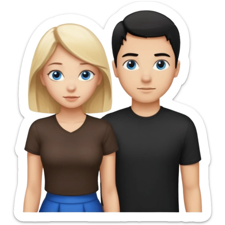 Pretty blonde girl with blue eyes bent over and guy with black hair and brown eyes standing behind her sexually  sticker