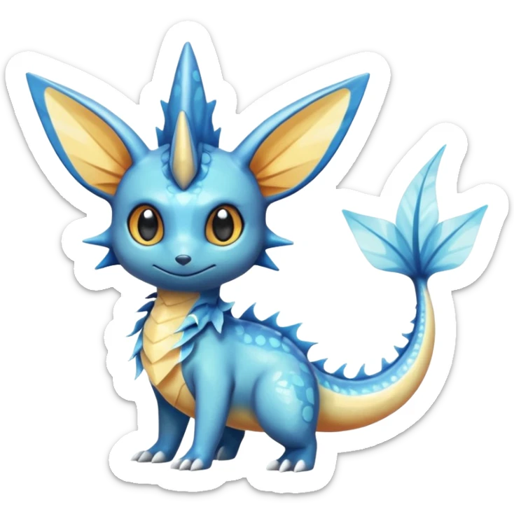 Colorful Shiny Exotic Victini-Salandit-Vaporeon-Fakémon-hybrid-creature (full body)  sticker
