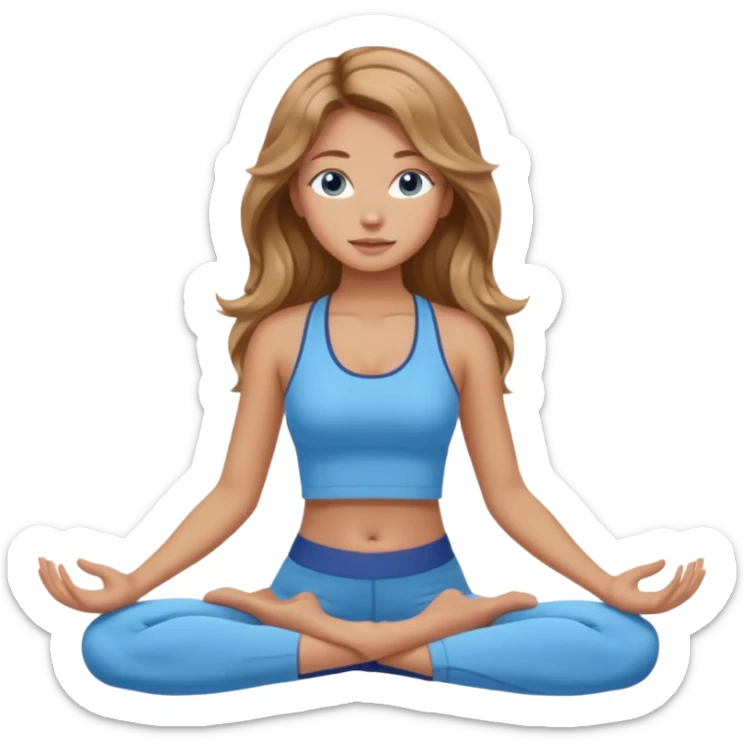 Girl with light brown wavy long hair and blue eyes who likes yoga sticker