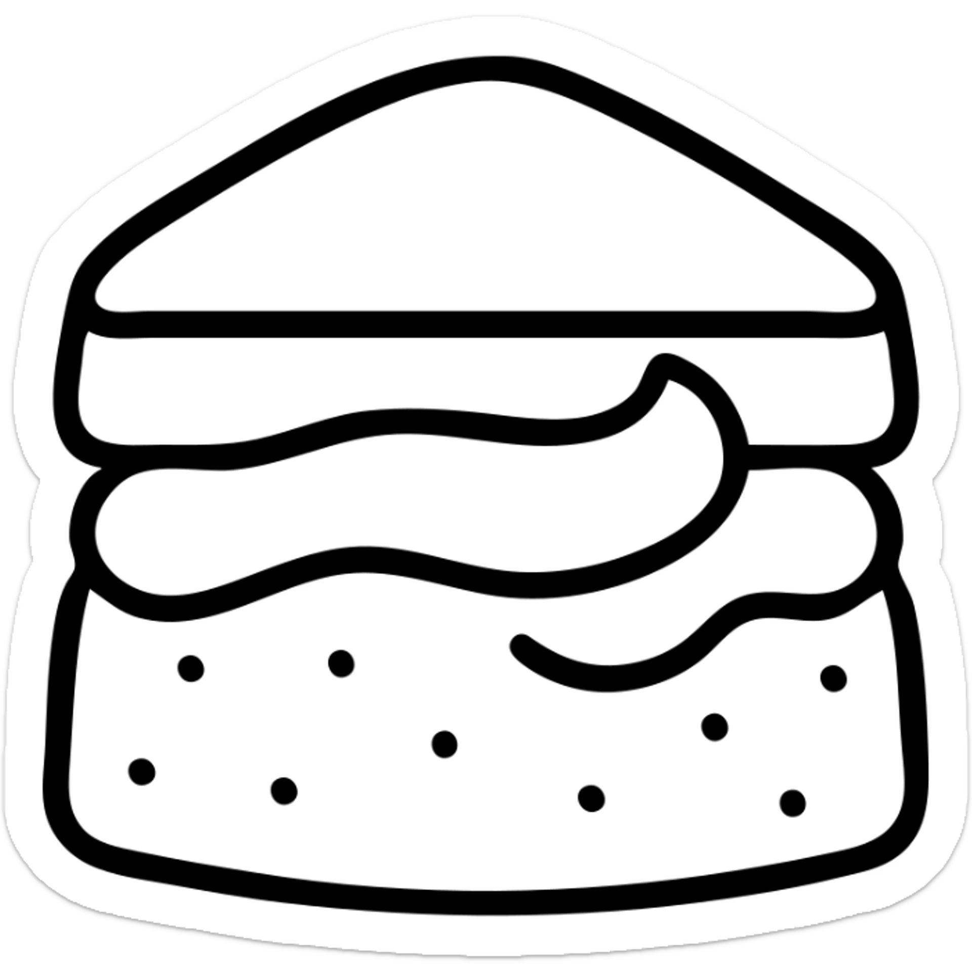 scone with a dollop of cream, outlined icon, no fill, simple and clear lines sticker
