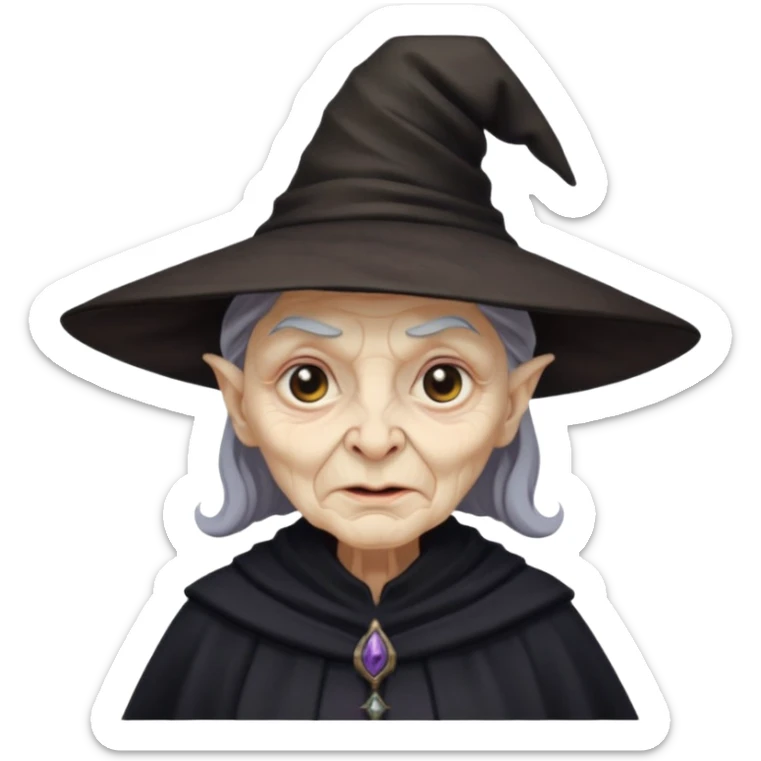 dark old witch with witch hat sticker