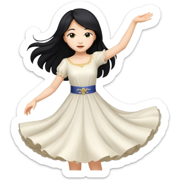 aisan girl with long black and white girl with blonde hair going to dance sticker