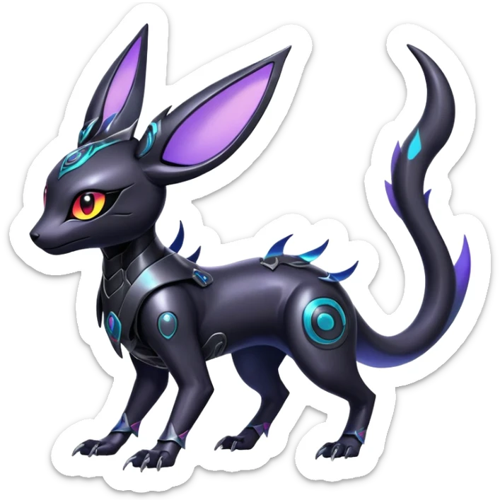 Shiny Ethereal Edgy Cool Celestial Futuristic Modern Cyber-Salandit-Umbreon-Espeon-Hybrid (Full body) sticker