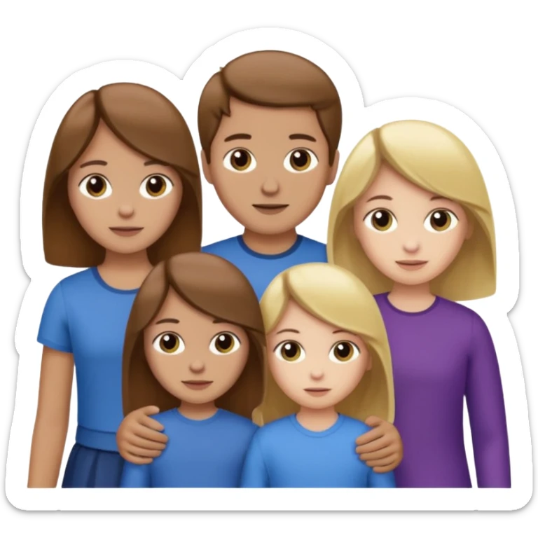 1 brown hair fair skin brother 4 brown hair sisters 1 blond sister sticker