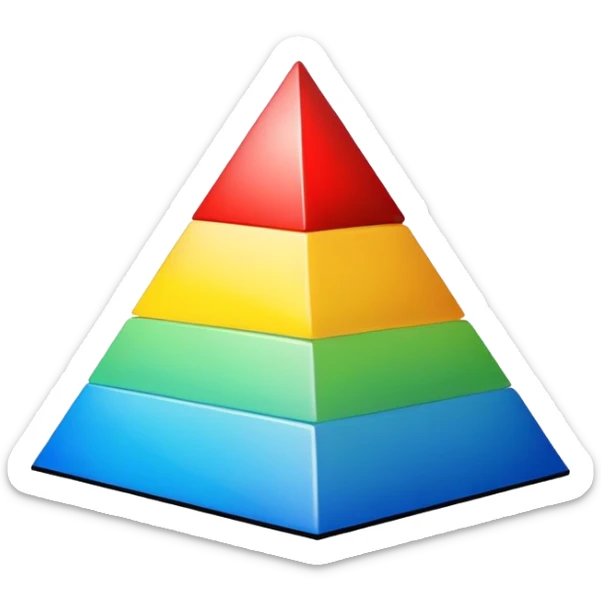 Pyramid with a black outline like a wooden frame. And primary colors fading on the inside. sticker