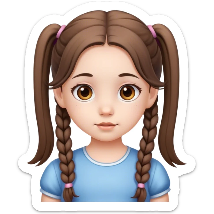 niña pequeña, muy bonita, de piel  blanca, con cabello largo y dos coletas , con ojos marrones  sticker