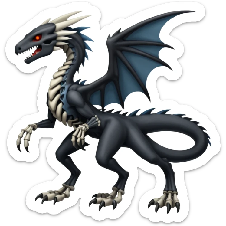 Edgy Cool Badass Evil Skeletal Salandit-Zekrom-Silvally-Nargacuga-fusion (full body) sticker