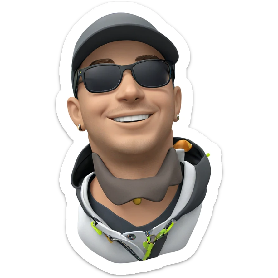 boy with accessories and smile sticker