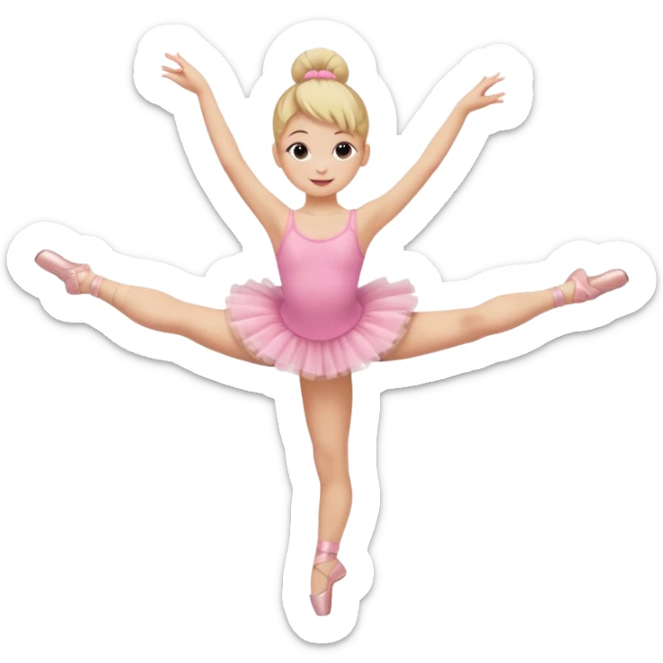 aestethic blonde girl doing ballet, with a pink tutu, bun, with a leg on the floor, and the other one in the air sticker