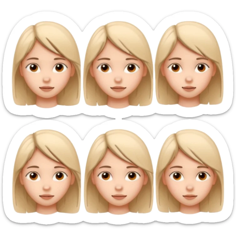 Pencil sketch sheet of a teenage girl's head, 10 different facial expressions, minimal line art, hand-drawn style, isolated on white background, sketchy aesthetic. sticker