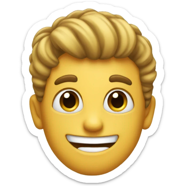 a little man who looks like a paintbrush, with eyes and a mouth that smile sticker