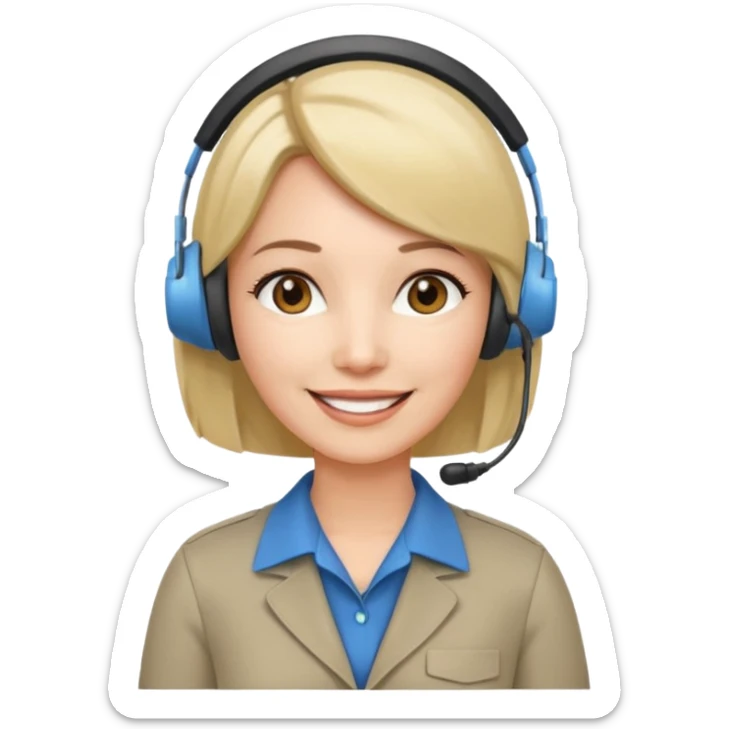 40 year old female with a bob, work as a facilitator, in the middle of a workshop sticker