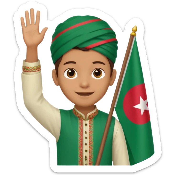 A boy stands with a Bangladeshi flag and greets on the occasion of December 16th. sticker
