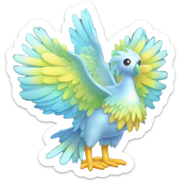 Wet dripping watery Cool Cute Fantasy legendary sea-bird ocean-water-type-Hydro-Phoenix-avian Fakemon full body sticker