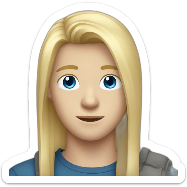 blue-eyed male teenager long straight blond hair sticker