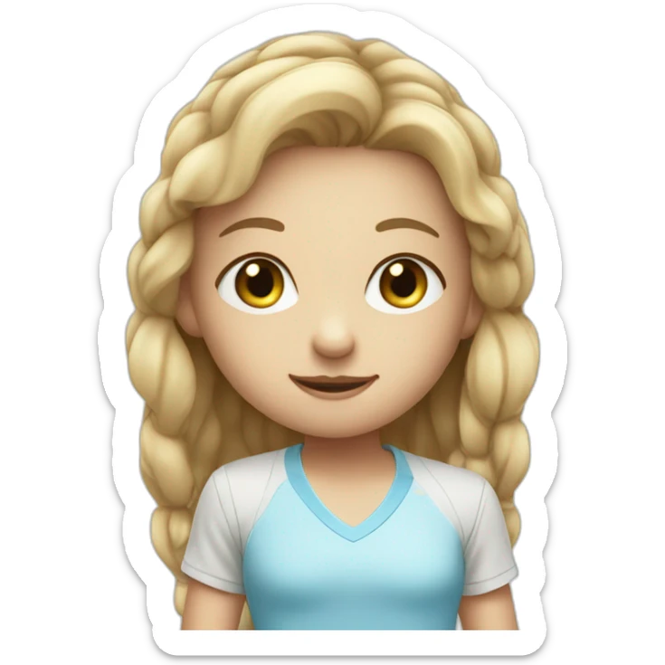 Cute tennis player with big blue eyes and long hair sticker