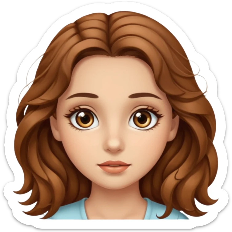 big brown eye long lashes wavy brown hair wheat skin beautiful girl  sticker