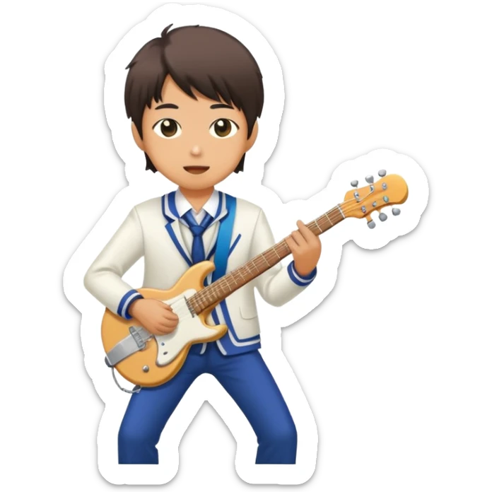 Japanese high school boy performing in a band at school cultural festival sticker
