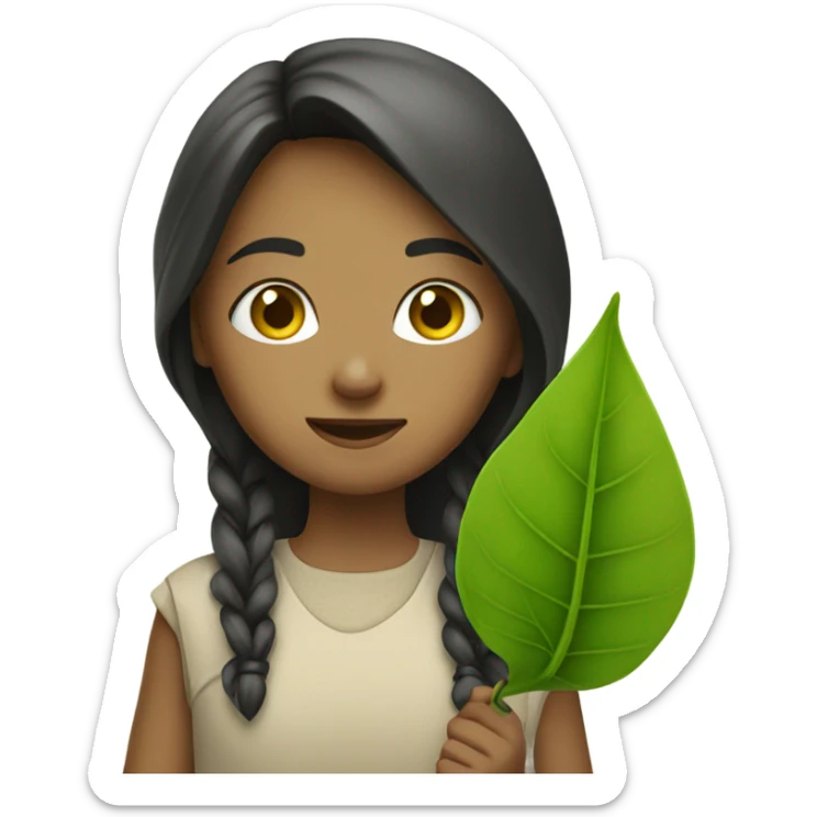 Girl with leave sticker