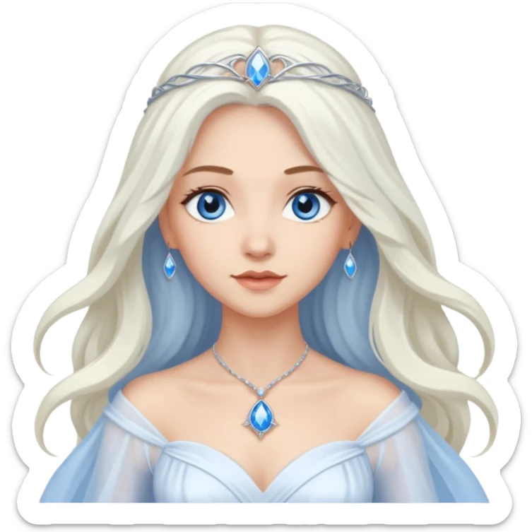 Good Witch of the North from the Wizard of Oz with light skin, blue eyes, white long hair, white outfit sticker