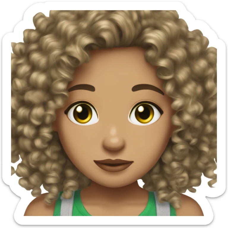latina baddie lightskin green eyes curly hair with braces sticker