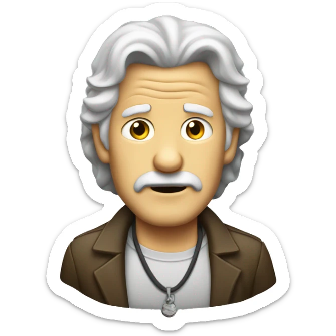 old man with mullet hair mullet goatee necklace shrugging shoulder sticker