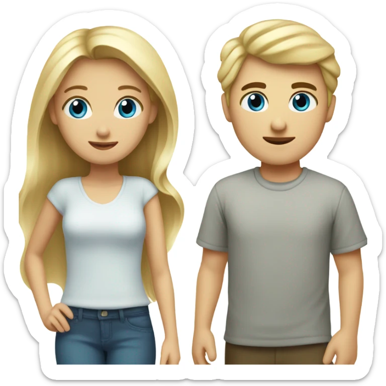 A blonde haired girl with her boyfriend who was dark colored hair. They both have blue eyes  sticker