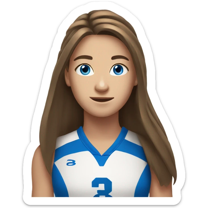 Volleyball teen player with long brown hair and blue eyes  sticker