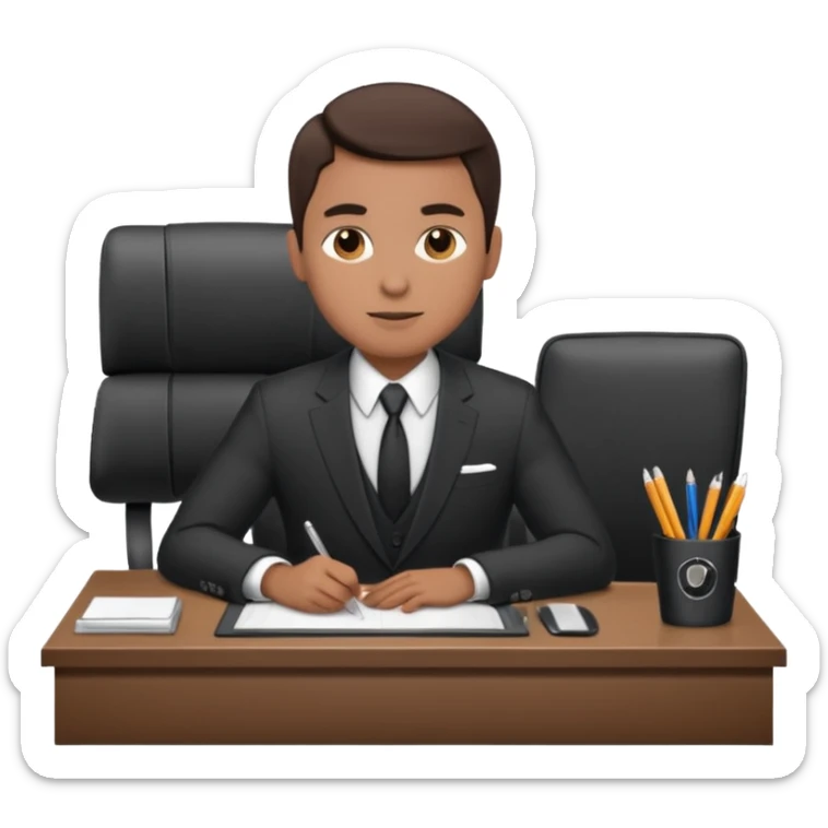 un recruteur à son bureau (l'image est tourné de 3/4) je veux une image qui soit de 3/4
 sticker