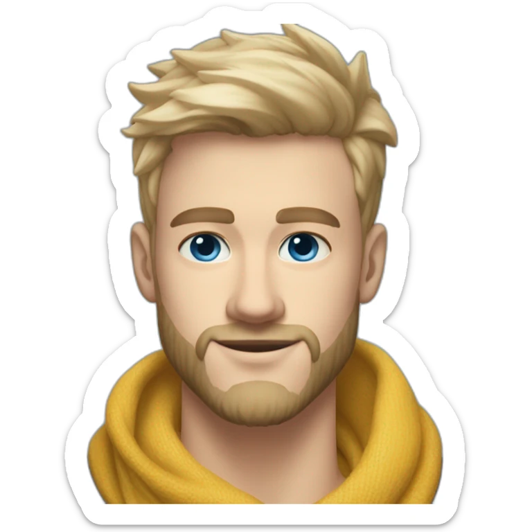 blond-guy-with-taper-fade,-straight-tiktok-guy-front-and-top-of-hair-and-dark-blonde-beard-and-blue-eyes-and-big-nose-and-scarf-on-the-middle-of-forehead sticker
