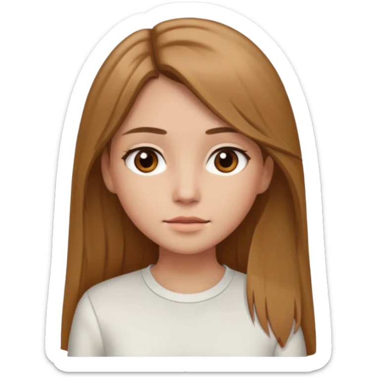 Fille brune clair raie au milieu cheveux long et yeux marron et peau beige cheveux lisse pas de4iere les oreilles  sticker