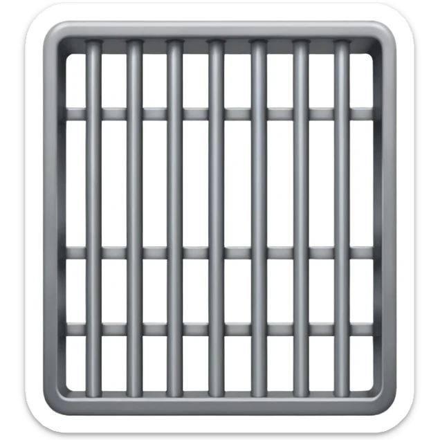 If there was a jail cell emoji in iOS, how would you design and iOS style emoji. Create an jail cell emoji with no prisoner. (Not a cage must be single 4 rods facing to front view point) sticker