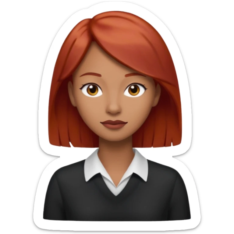 Mujer flaca con cabello mediano color rojo color de piel media, hombre de color medio moreno con cabello color negro, flaco sticker