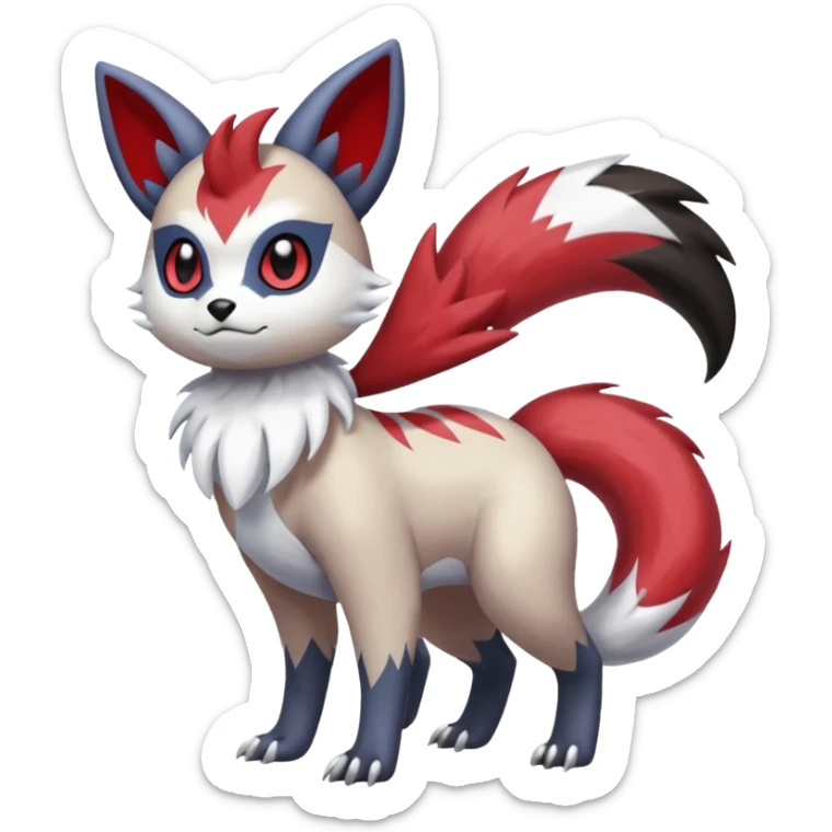 Meloetta-Absol-Zorua--Furret-Zangoose-fusion-animal-Fakémon-hybrid-creature  sticker