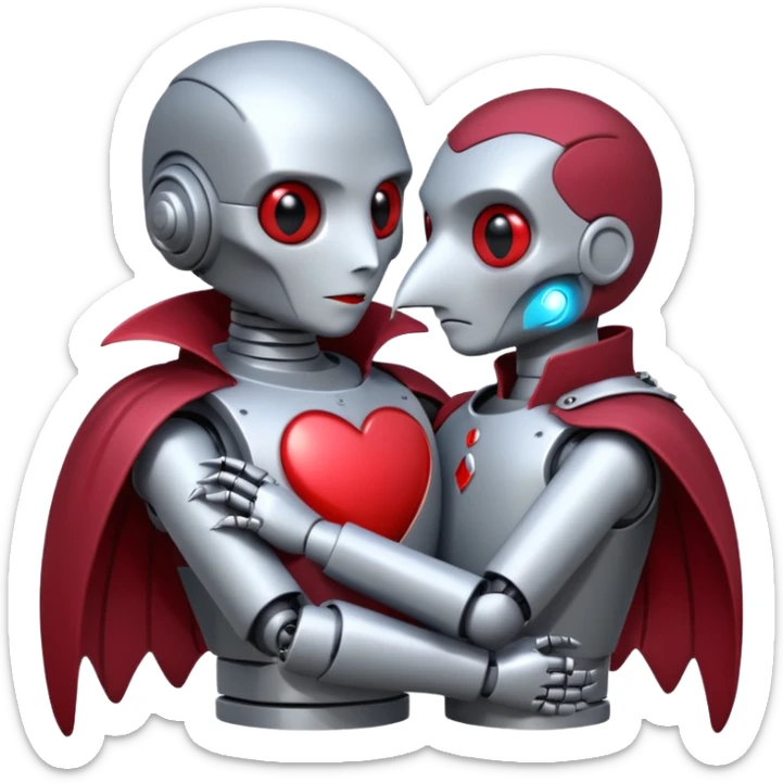 Vampire Robot who is NOT a bird with a Pigeon and they are in love sticker