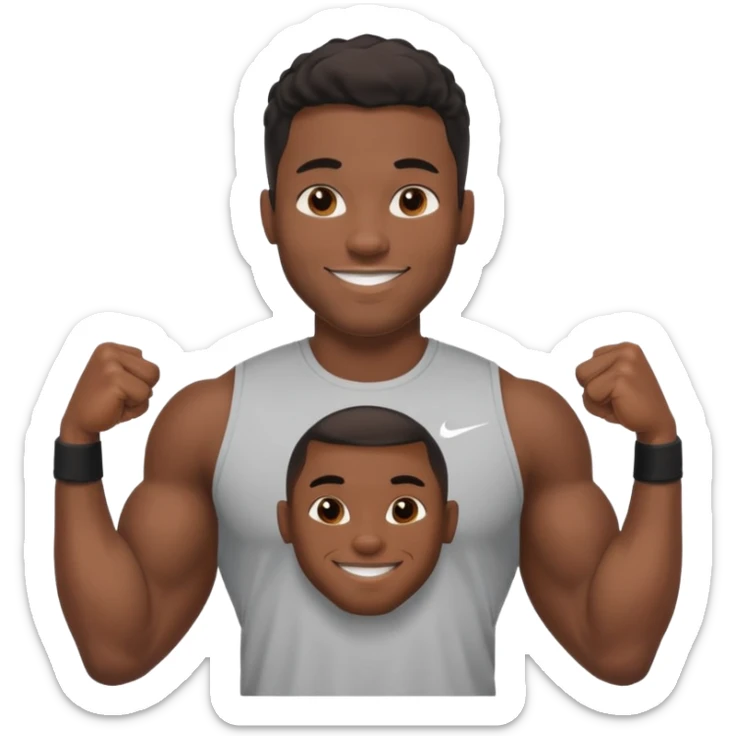 Jock black man smiling very very big biceps wearing “Nike” t shirt, handsome face sticker