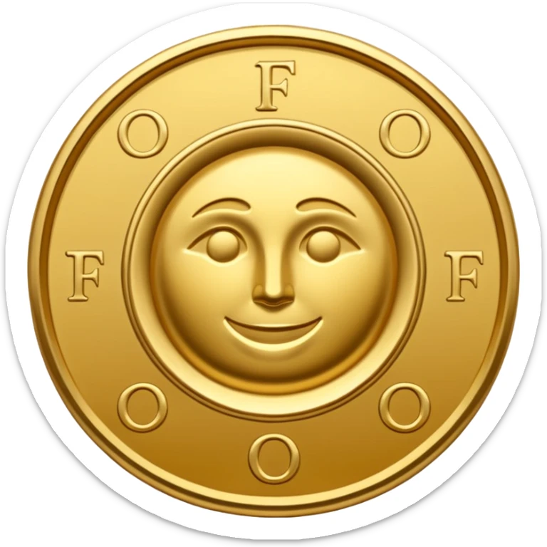 Fais une pièce d'or détailée avec l'inscription F, Fcoins sticker