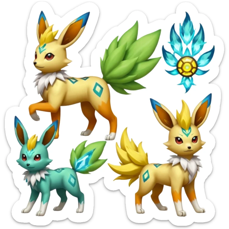 Meloetta-Zygarde-Flareon-Electrike-Jolteon-Manectric-Fakémon-fusion, full body sticker