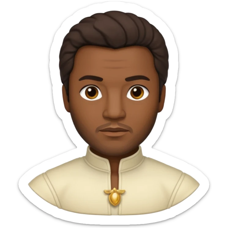 Otello with dark skin, dark brown hair, cream outfit sticker