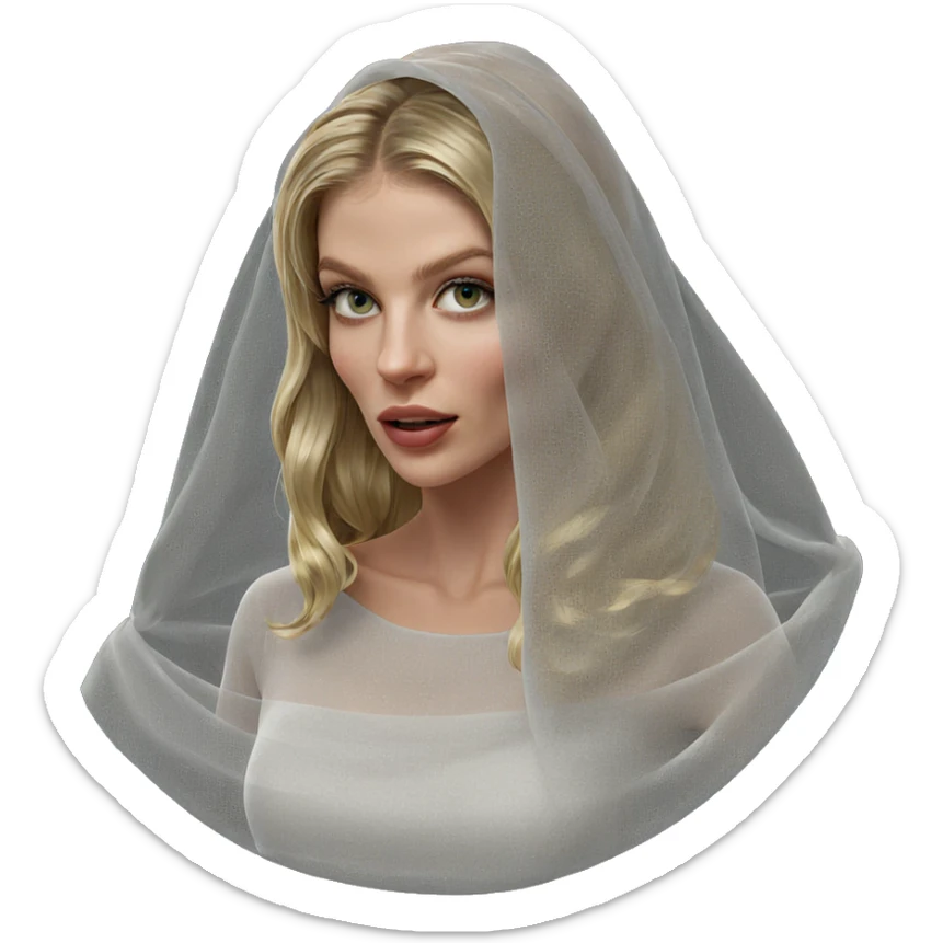 blonde girl in veil portrait sticker
