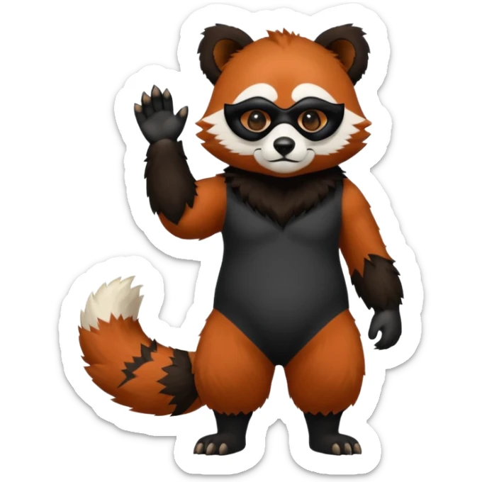 Realistic cool edgy 4-legged quadrupedal Bear-Red-Panda-Tanuki-animal-fusion-hybrid, Full body sticker