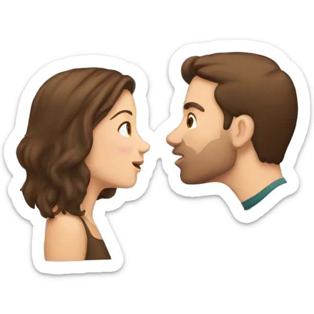 a girl with brown hair kissing a guy with brown hair  sticker