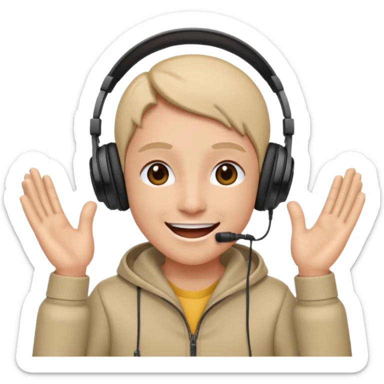 joyful character wearing headphones listening to music sticker