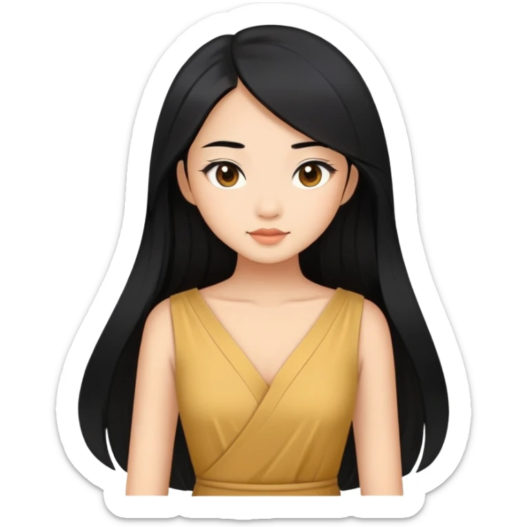 Beautiful Asian girl with long black hair wearing Filipiana dress sticker