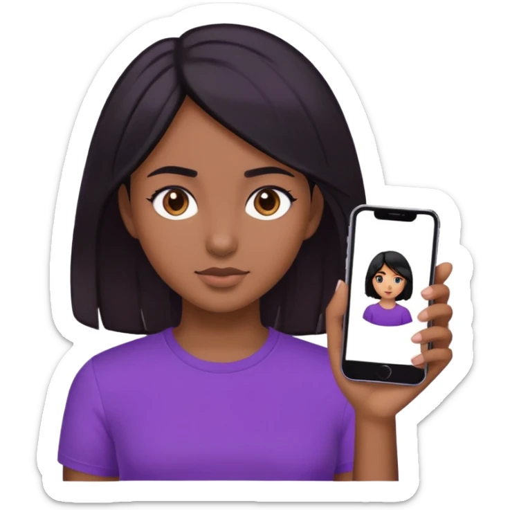 Girl with purple shirt and brown skin with black hair  sticker
