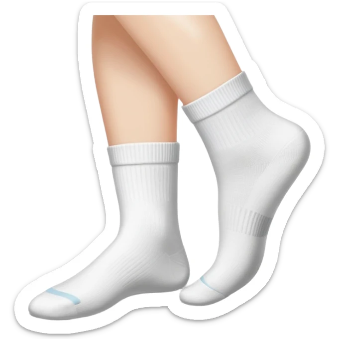 woman's feet wearing white crew socks viewed from directly underneath showing soles sticker