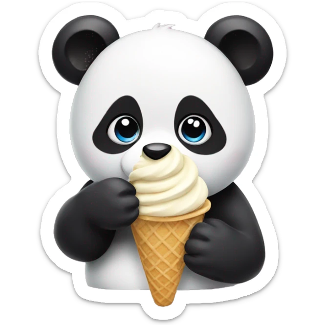 Panda eating ice cream sticker